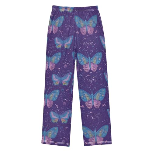 Spring Butterfly Print Boys Long Pants Soft Trousers Elastic Waist Kids Lounge Bottoms with Pockets S-XL