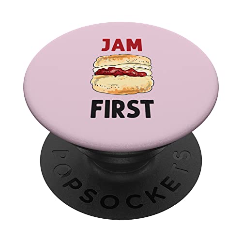 Novelty Cornish Scones Ideas For Women & Cornwall Jam First PopSockets Swappable PopGrip, Black