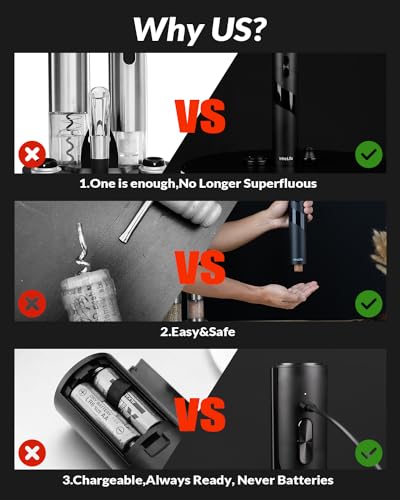 Intrelife KPS-372301A 2 In 1 Electric Wine Opener Set,Rechargeable Wine Bottle Openers thumb #4