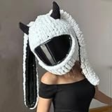 Cartoon Personality Motorcycle Helmet Covers, Cute Funny Decoration Helmet Cover Winter Motorbike Full Face Helmet Hat Fun Rides and Gifts Helmet Cap, for Christmas and Halloween-F