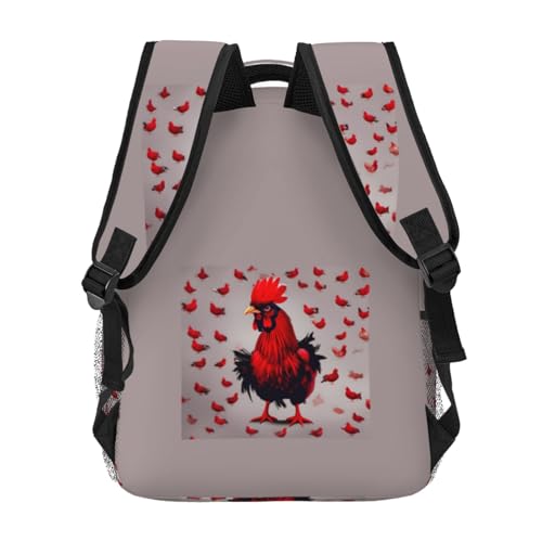 Sac à dos léger poule rouge imperméable au design compact unique