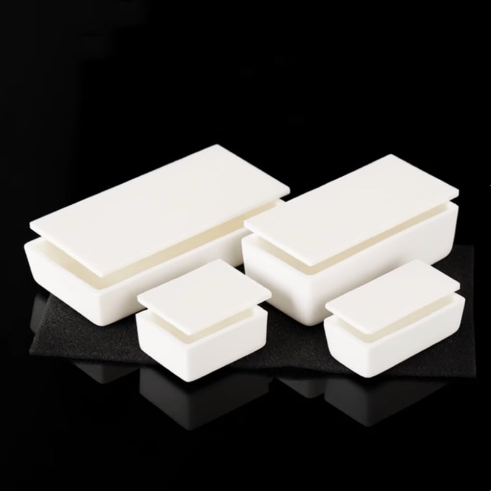 99 Alumina Square Crucible with Square Sheet Cover, High Temperature Resistant Tube Furnace Corundum Crucible for Laboratory Capacity: 60mL~2000mL Optional (Capacity: 1290mL (150x150x80mm))
