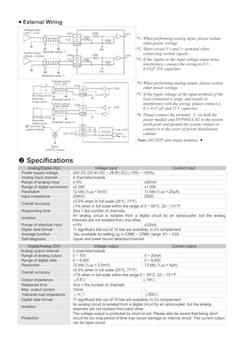 Module analogique d'alimentation CC DVP06XA-H3 avec interface RS458 intégré