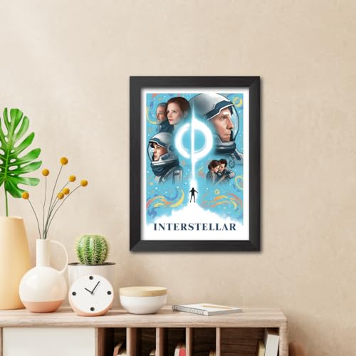 Image of TenorArts Interstellar Poster Hollywood Movie Posters Vector Art Photo Frame Painting With Dark Wooden Texture (12inches x 9inches)