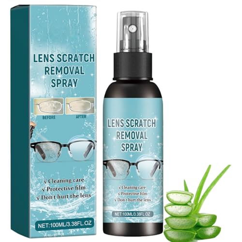 100ml Eye Glass Scratch Remover Spray,Lens Scratch Remover for Glasses&Sunglasses,Watch Glass&Windscreen Repair Solution,Long-Lasting Lens Cleaner Spray for All Eyeglass Surfaces,Formulated to Repair