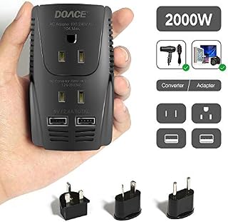 Upgraded DOACE C11 2000W Travel Voltage Converter for Hair Dryer Straightener Curling Iron