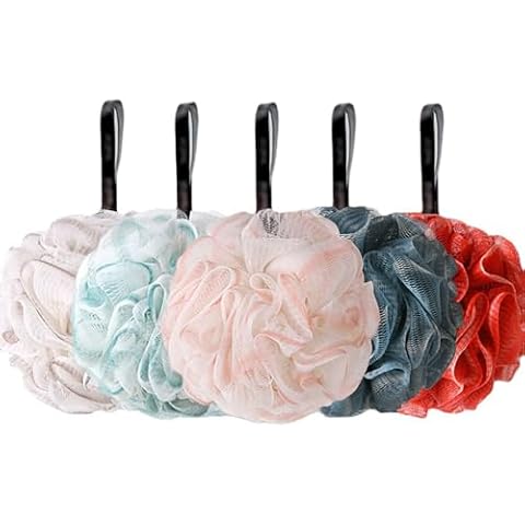 jixik Bath Loofah Sponge Body Back Scrubber Exfoliator Soft Shower Puffs 60g Large Shower loofah for Men, Women Bathing Tools-5 Pack (Multi Color) Cover