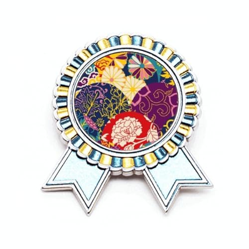 Broche Asie en métal ciselé motif fleurs et pois création haut de gamme