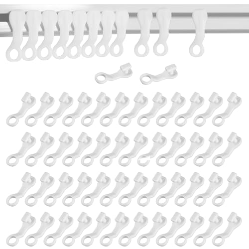50PCS Curtain Gliders for Old Tracks Drapery Track Glider Hooks White Curtain Track Runners Rail Glider Hooks Easy Fit Strong Plastic for Smooth Sliding and Easy Fit Plastic Ideal for Window Door Etc