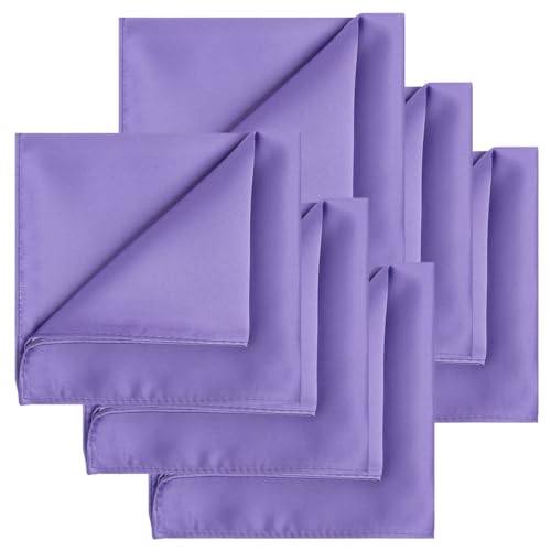 Image of KissTies 6PCS Satin Pocket Square Plain Color Handkerchief Gift Set