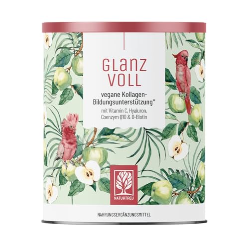 NATURTREU® Vegane Kollagen Pulver Alternative* - Collagen Bildungsunterstützung vegan mit Hyaluron, Q10, Biotin & Vitamin C - 300g veganes Pulver mit Apfelgeschmack