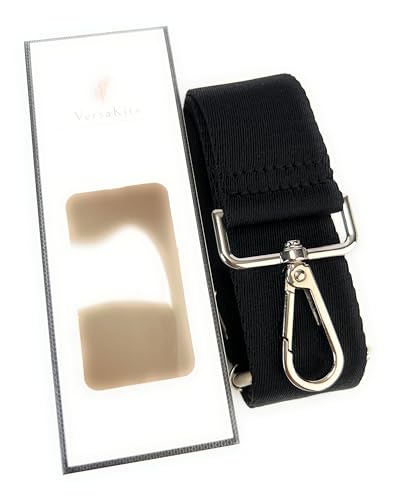 Image of Black Purse Strap with Silver Hardware 1-1 /2 Inch Wide Solid Color Replacement Crossbody Guitar Style Shoulder Strap for Handbags Totes