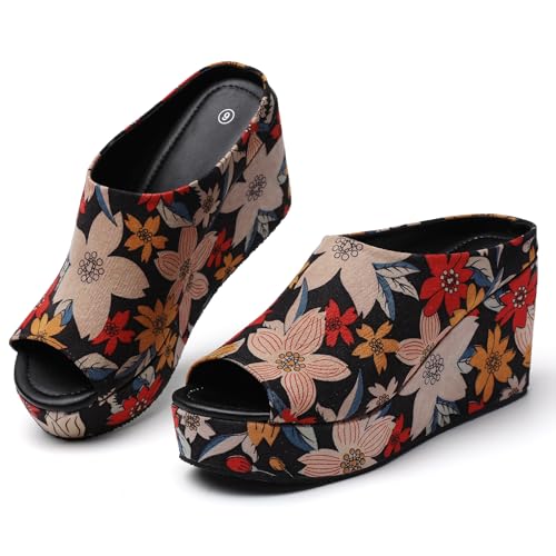 Orthopedic Wedge Sandals Women - Walking Shoes Leather Wedge Slid...