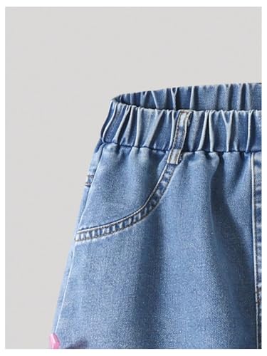 Verdusa Girl's Kawaii Bow Tie Denim Pants Elastic Waist Wide Leg Baggy Jeans3