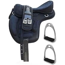 14" English Horse Polo Synthetic Treeless Saddle Stirrups 80201BK