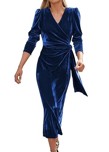 Robe de soirée velours longue col V chic Tomwell pour cocktail