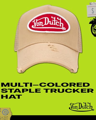 Image of Von Dutch Unisex Trucker Hat - Retro Classic Solid Color Mesh Back Snapback Baseball Cap for Men & Women.