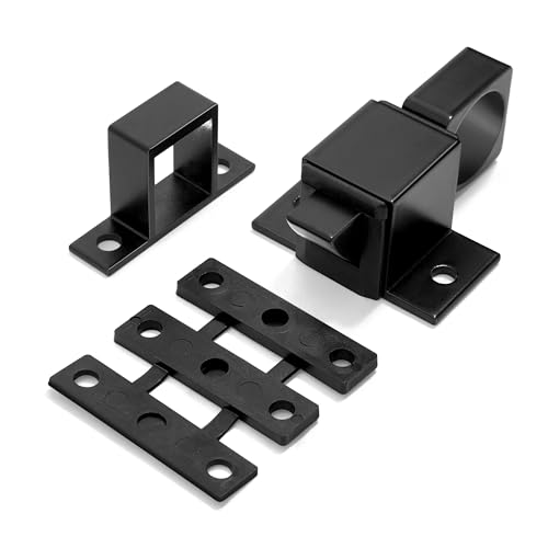 INIRET 2 Packs Self-Closing Latches, Black Spring Door Lock, Aluminum Alloy Automatic Gate Latch with Spring Loaded Pin, Security Window & Cabinet Lock