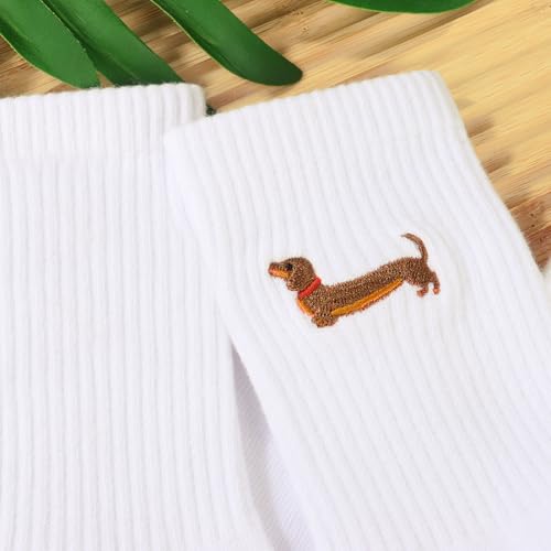 MEJOSER Dackel Geschenke Dackel Socken 36-42 Baumwolle für Damen Herren Weihnachten Lustige Tennissocken Sportsocken Dackelsocken Crew Socks Hundebesitzer