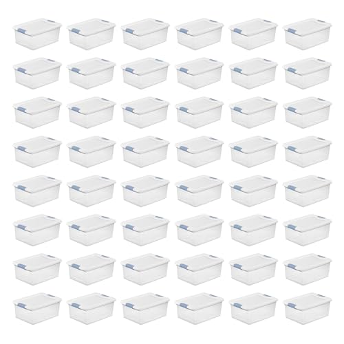 Image of Sterilite Latching Box with Lids for Home and Office, 15 Quart, 48-Pack | Heavy-Duty and Stackable Plastic Containers with Latches for Closet, Cabinet, Bedroom, Bathroom and Dorm Room Organization