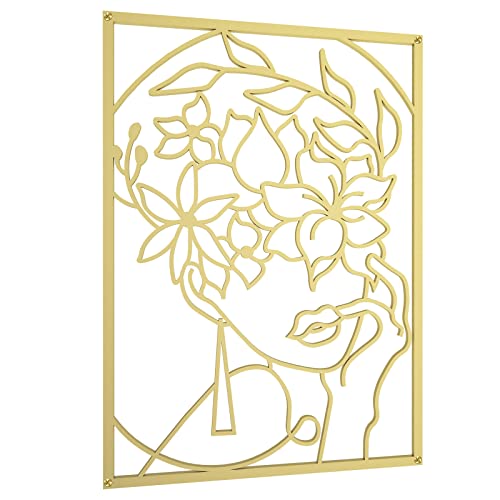 Acetiamin Gold Wall Art Décor, Modern Abstract Single Line Wall Sculptures, Woman's Body Shape Metal Wall Art, Minimalist Home Decor For Bedroom, Living Room, Kitchen #TOP7