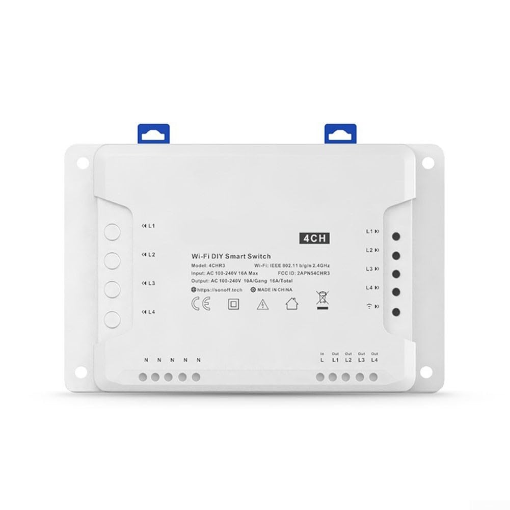 Interrupteur sans Fil WiFi 4 canaux Pro R3 pour Maison connectée, télécommande RF 4 Voies, Module de disjoncteur DIY pour Maison connectée (pour 4 canaux R3)