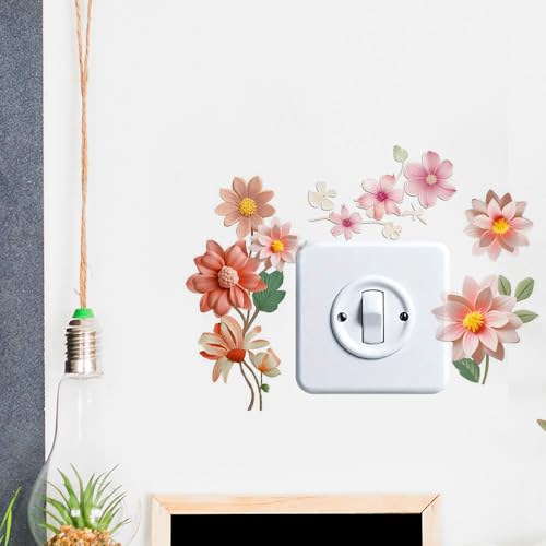 Blume Wandschalter Aufkleber Wandtattoo Blumen Lichtschalter Sticker Wandsticker PVC Floral Lichtschalter Aufkleber Steckdose Wandtatoo Flower Steckdosen Wall Stickers Zimmer Deko Aesthetic