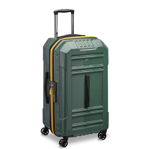 DELSEY PARIS Rempart Hardside Expandable Luggage Trunk with Spinner Wheels, Army Green, Checked Medium 26 Inch