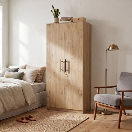 Image of FFO 2 Matrix Door Wardrobe with 2 Drawers | Multi-Purpose Wardrobe Organizer with Shelves | Engineered Wood Cupboard for Living Room, Bedroom & Office | Modern Sideboard Storage Unit Milok DIY.