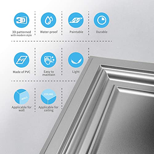 Image of Art3d PVC Ceiling Tiles, 2'x2' Plastic Sheet in Pure White (48-Pack, Multi-Pack)