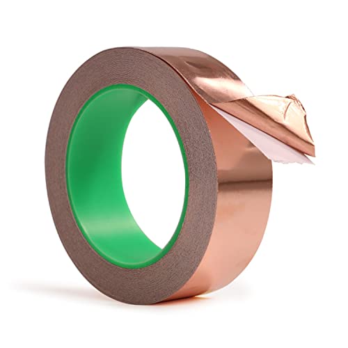 ANGKEEL Copper Foil Tape Double Conductive 1 inch x 50 FT Metal Ducts Adhesive Tape for Grounding, EMI & Guitar Shielding, Stained Glass, Art Decoration, DIY Crafts, Faraday Box