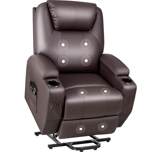 Sillón reclinable eléctrico marrón cuero sintético miniatura 4