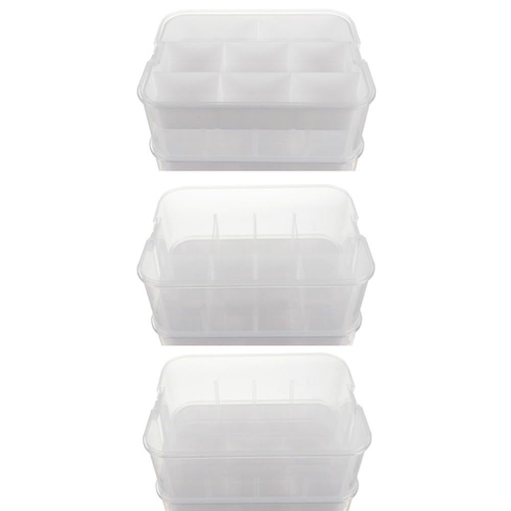 KRUZZEL Spielzeug Organizer 22L 3 Etagen mit Fächern – Stapelbox Transparent mit Tragegriff & Einteilungen – Kistenbox für Bausteine Kinderzimmer