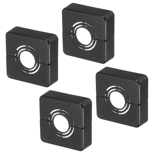 sourcing map 4pcs Shower Arm Flange 60mm/2.4" OD Escutcheon Plate ABS Square Plumbing Cover Plates for 20mm/0.8" Dia Water Pipe Faucet Decoration Accessories, Black