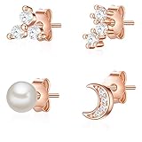 HOCHWERTIG: Gefertigt aus rosévergoldetem Sterlingsilber mit facettiertem Zirkonia und Süßwasserzuchtperlen
