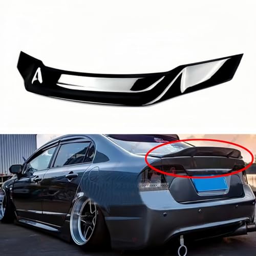 WheelX Rear Spoiler Compatible with 2006-2011 Honda Civic, Duckbill Fits for 2006 2007 2008 2009 2010 2011 4 Door Sedan, Exterior High Kick Trunk Tail Deck Lid Wing Lip (Glossy Black)