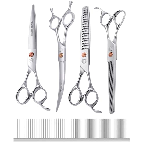 Dog Grooming Scissors 5 in 1 Pet Shears Set Made Of Japanese 440c Advanced Stainless Steel Professional Grooming Scissors for Dogs Cats and Other Pets