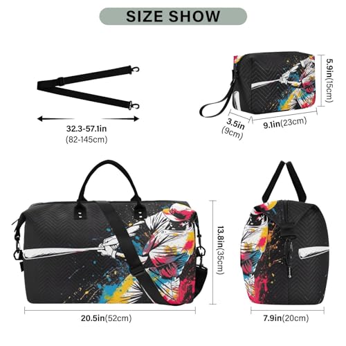 Kigai Oil Painting Baseballer Duffle Bag Versatile Travel Duffel for Men and Women, Carry On for Weekend or Overnight Stay3