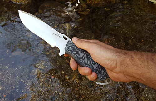 JEO-TEC Nº43 Bushcraft Survival Hunting Knife with Sheath - MOVA Stainless Steel - 11" Fixed Blade Knife with Sharpener & Fire Starter for Camping and Outdoor