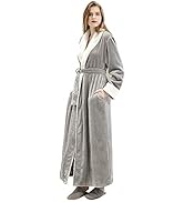 Oksun Lange ochtendjas voor dames, grote maat, warme fleece voor de winter, grijs