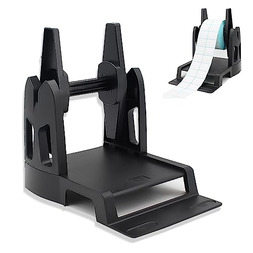 CIKYZE Label Holder Thermal Label Holder for Rolls and Fan-Fold Labels Printer Paper Holder Shipping Label Roll Holder Label Dispenser Label Basket Desktop Printer Accessory for Home, Office (Black)