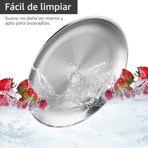 Miniatura 4 de 4 platos redondos de acero inoxidable para barbacoa, molde para tartas, plato ovalado para carne, placa de arroz, bandeja para servir, retro mate