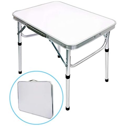 Camp Field Aluminum Folding Small Picnic Table, Adjustable Height Lightweight Portable Camping Table for Picnic Beach Outdoor Indoor (Small White) … Cover