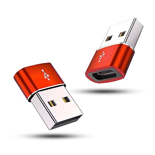 Image of Crasts USB Type C USB Type C Female to USB Male Adapter Connector Converter Works with Laptops,Chargers Compatible for iPhone, Airpods, iPad, Samsung Galaxy, Google Pixel (Pack of-2) (Red)