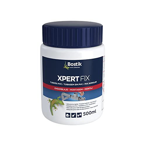Bostik XPERT FIX PVC, Encolado de Tuberías de PVC de Evacuación y de Presión, Transparente Bote de 1 L