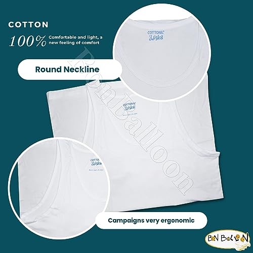 Cottonil Egyptian Cotton Men Undershirt Underwear Top Tank White Mens Sleeveless Vest Premium Soft Arab Arabian Egypt Men's Arabic Clothing Clothes - Size : X Large2