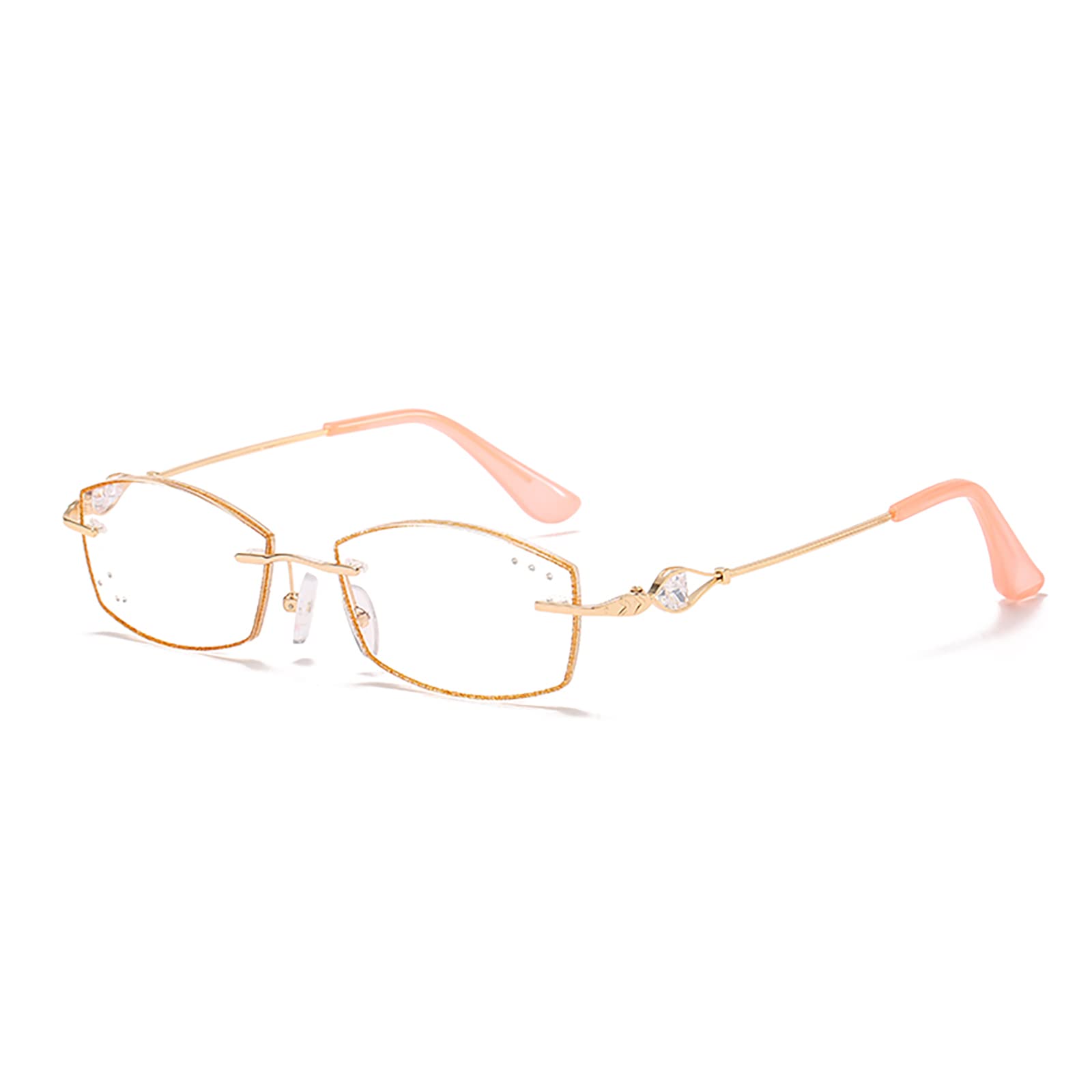 Blaulichtblockierende Lesebrille, Ultraleichte, Rahmenlose Anti-Ermüdungs-Lesebrille Für Damen, Ideal Zum Lesen Arbeiten Einkaufen(Size:+1.50,Color:Gold)
