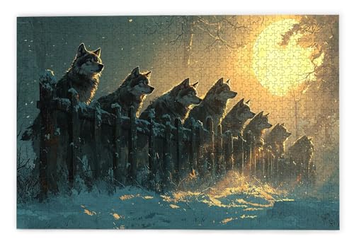 Puzzle 1500 Piezas, Puzzle Lobo con Caja Regalo para Adultos, DIY 1500 Piezas Rompecabezas de Madera para Adultos, Rompecabezas Desafiante para Decoración Hogar y Paredes, Regalo Mujer/Hombre, Q-53