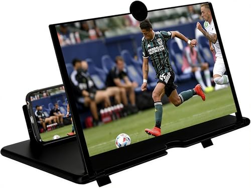 12'' Screen Magnifier Version, 2026 New 3D HD Mobile Phone Magnifier Projector Screen for Movies,Videos, Gaming, Screen Magnifier with Adjustable Angle Design Amplifier Desktop (Black)