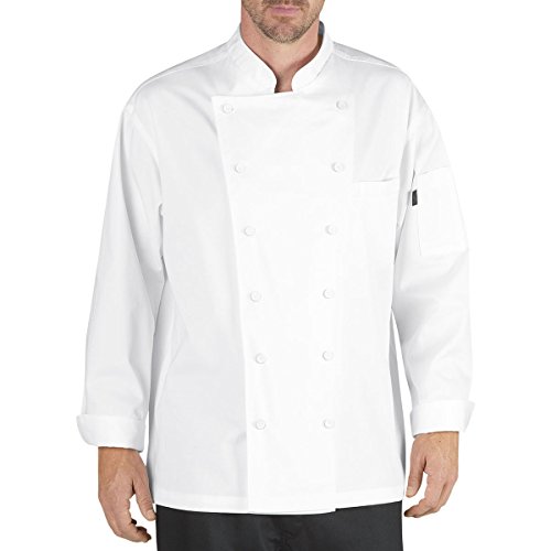 Chef Code Lorenzo Executive Classic Chef Coat with Cloth Covered Buttons (WHT, L)